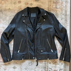 ALL SAINTS CLASSIC LEATHER BIKER JACKET SIZE XL